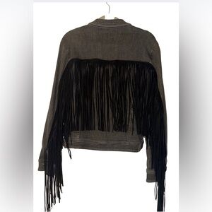 Judy Blue Dark Gray Denim fringe Jacket